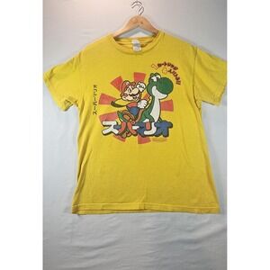 Rare Vintage NINTENDO Mario Yoshi Japanese 2009 T Shirt 2000s Video Games Yellow